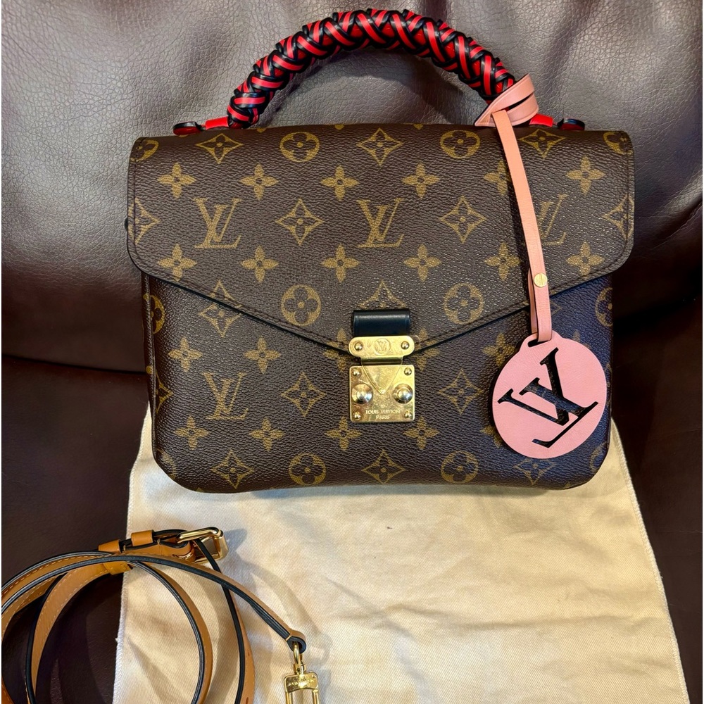 Louis Vuitton Metis Braided Pochette Monogram canvas Top Handle Handbag Brown